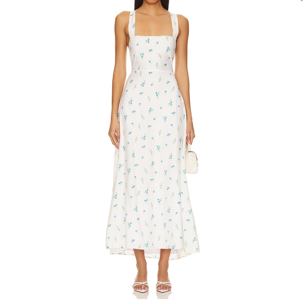 Show Me Your MuMu Marmont Midi Dress in Bluebell Ditsy